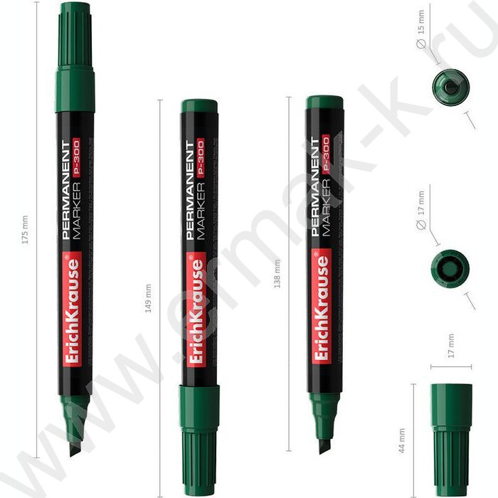 Маркер перм. /зеленый/ 4мм косой P-300   | Фото 4