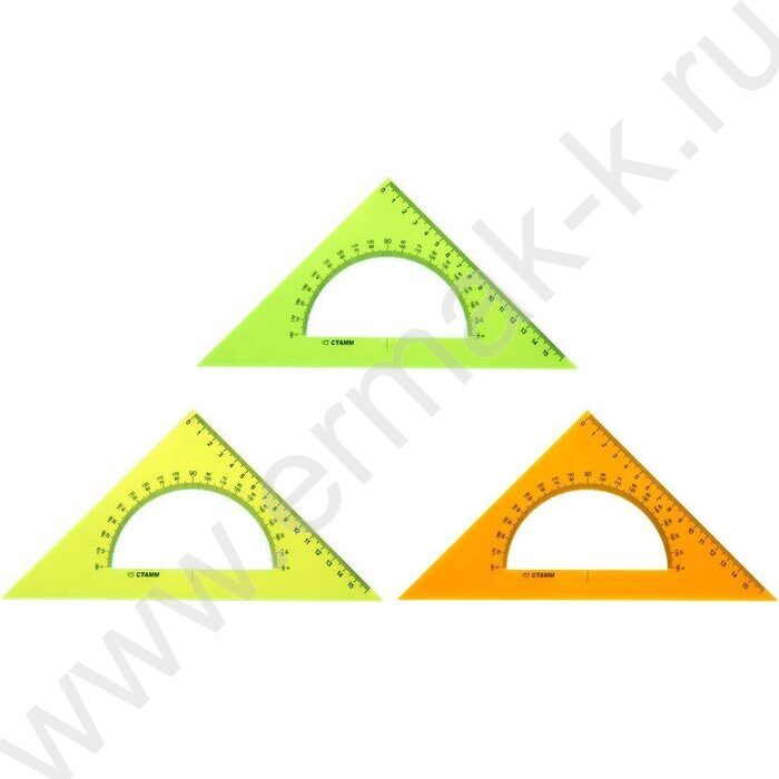Треугольник пл. 45*16см  с транспортиром флюор прозр. | Фото 2