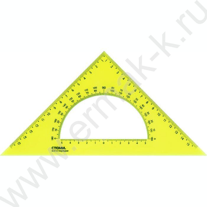 Треугольник пл. 45*16см  с транспортиром флюор прозр. | Фото 3