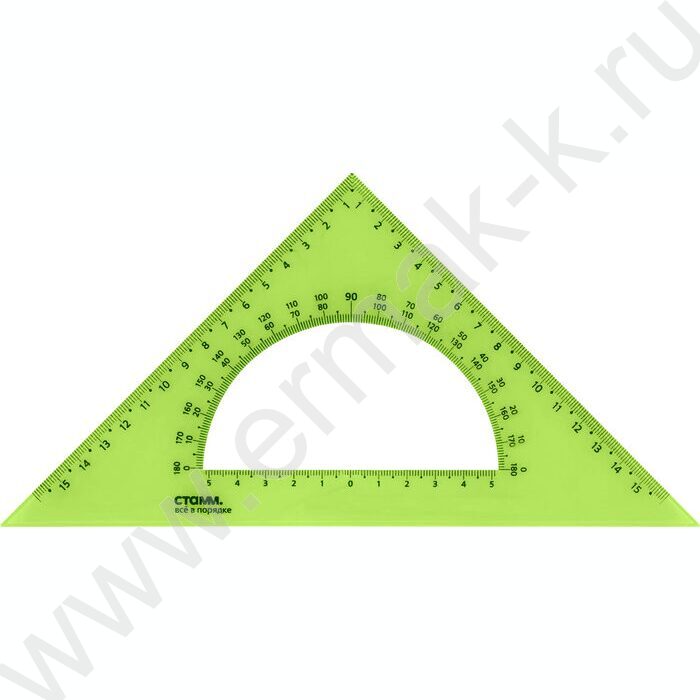 Треугольник пл. 45*16см  с транспортиром флюор прозр. | Фото 5