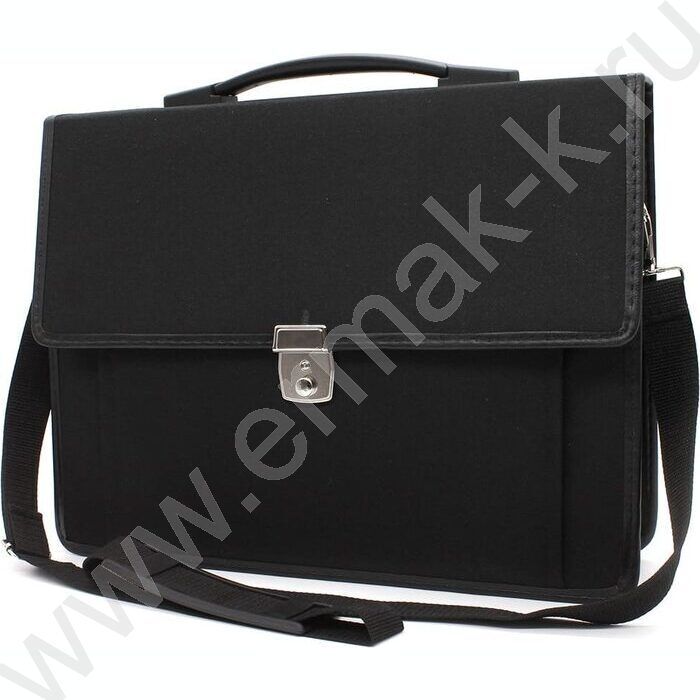 Портфель ткань Сосново черный с ремнем | Фото 1