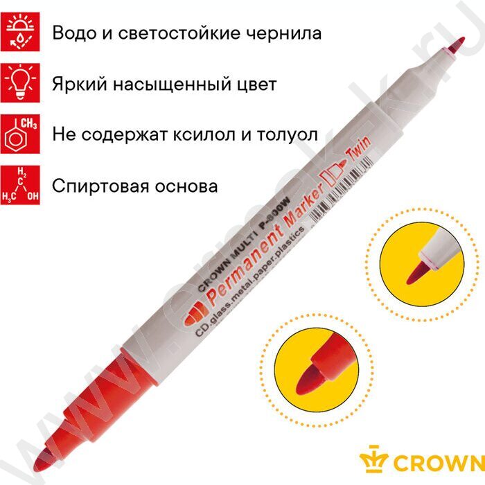 Маркер перм. /красный/ двустор. 2мм/1мм круг "Multi Marker Twin"   | Фото 5