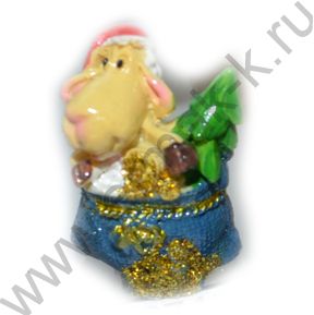 Сувенир Барашек с елкой 4см керамика /4вида/