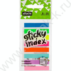 Набор самокл. этикеток-закладок 48*8мм /20л*8цв пластик европодвес | Фото 1