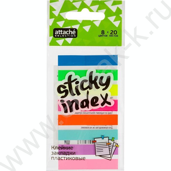 Набор самокл. этикеток-закладок 48*8мм /20л*8цв пластик европодвес | Фото 1