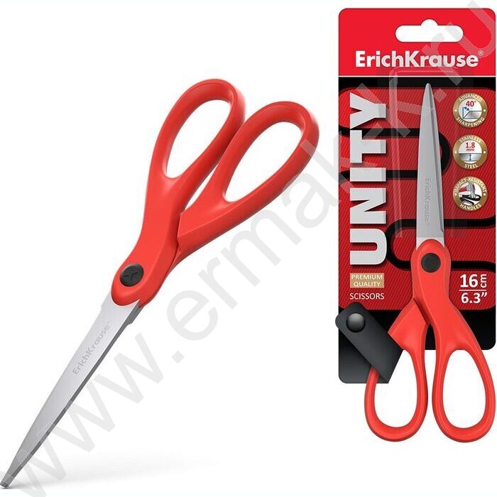 Ножницы 16см Unity /красные /европодвес | Фото 2