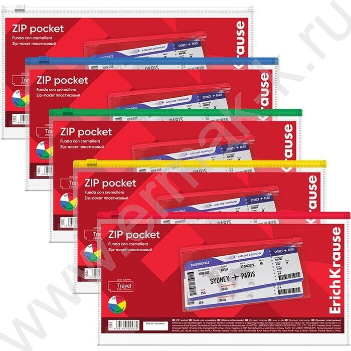 Папка-конверт на молнии Travel прозрачный ассорти | Фото 5