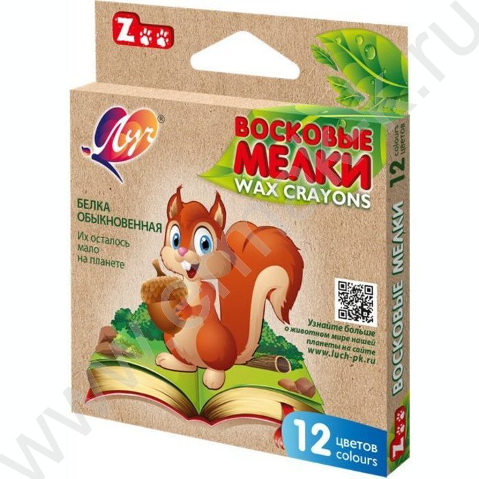 Мелки восковые 12цв ZOO /шестигранные/ европодвес | Фото 1