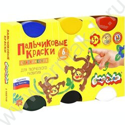 Краски пальчиковые  6цв  60мл "Каляка-Маляка" | Фото 1