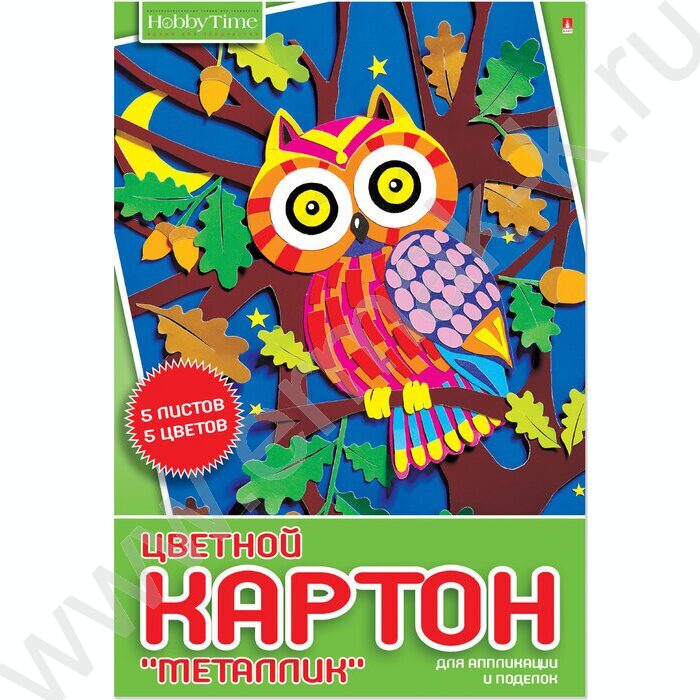 Картон цв. метал. А4  5л/5цв Хобби тайм | Фото 3