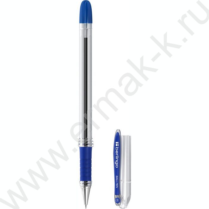Ручка шар I-15 0,7мм синяя /с колпачком и клипом/резин.держатель | Фото 1
