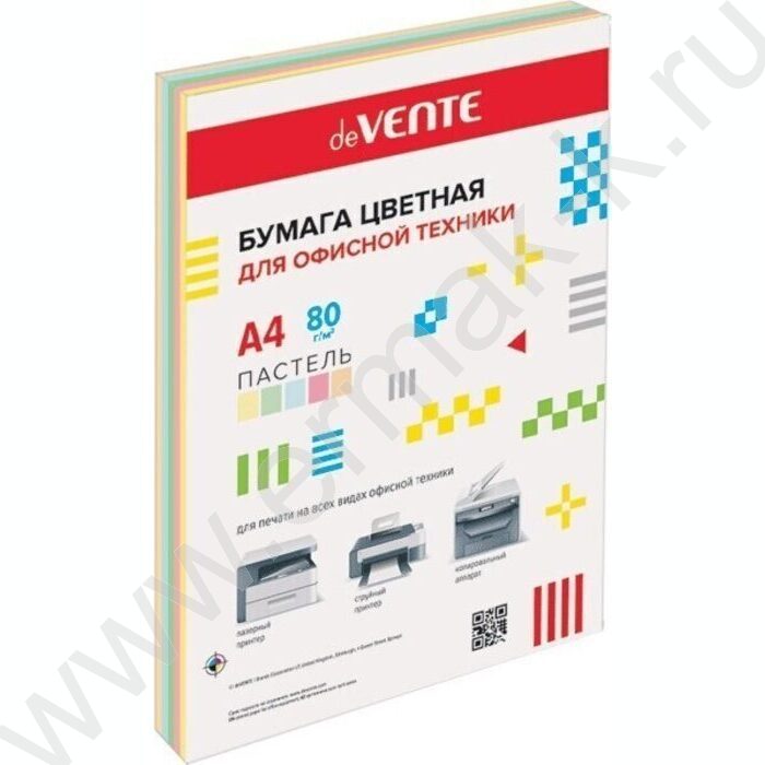 Бумага А4  80г/мкв 250л "Pastel" пастельные цвета ассорти - 5цв | Фото 1
