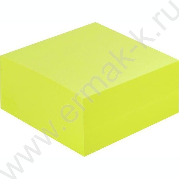 Бумага д/записей  76*76мм /400л, 75г/м², желтый неон с липким краем | Фото 1