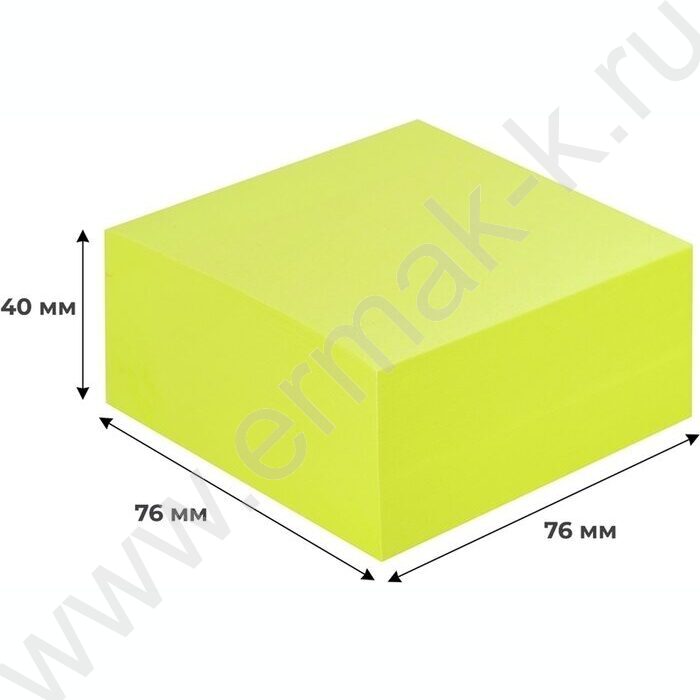 Бумага д/записей  76*76мм /400л, 75г/м², желтый неон с липким краем | Фото 4