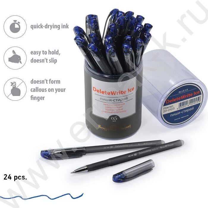 Ручка гелевая со стираемыми чернилами синяя 0,5мм Ice   | Фото 4