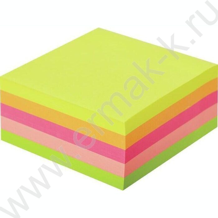 Бумага д/записей  76*76мм /400л, 75г/м², радуга 5цв с липким краем | Фото 1
