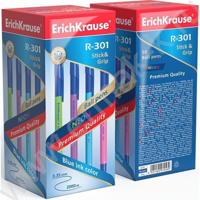 Ручка шар R-301 Stick&Grip Neon 0.7мм синяя с резин.держателем | Фото 4
