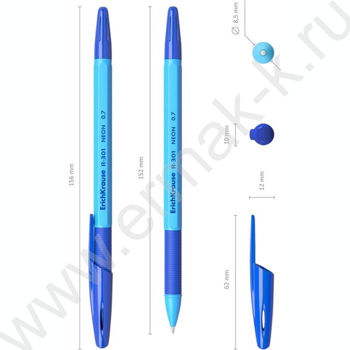 Ручка шар R-301 Stick&Grip Neon 0.7мм синяя с резин.держателем | Фото 5