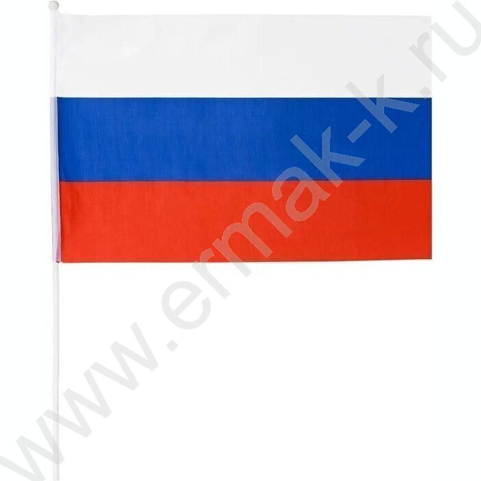 Флаг РФ триколор 60*90см на пластиковой трубочке,материал-искусственный шёлк | Фото 1