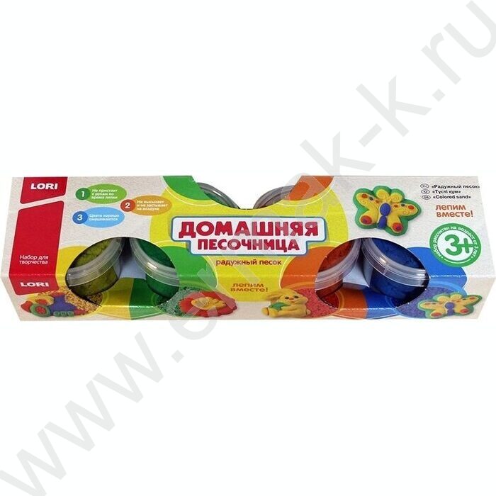 Набор д/творчества Радужный песок.Набор из 4 цветов/140гр формочка | Фото 1