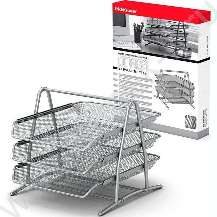 Лоток горизонтальный сетчатый (металл) серебро 3уровня | Фото 1