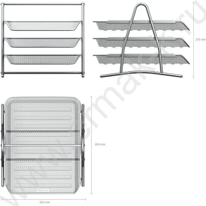 Лоток горизонтальный сетчатый (металл) серебро 3уровня | Фото 4