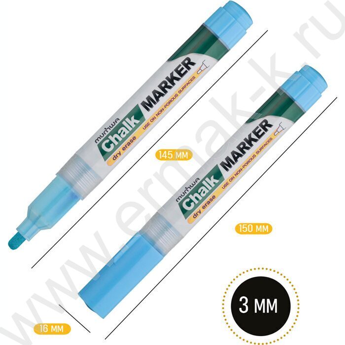 Маркер-жидкий мел /голубой/ 3мм круг "Chalk Marker" | Фото 3