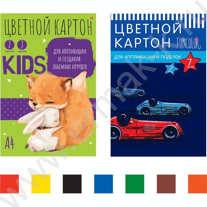 Картон цв. А4  7л/7цв Мультики | Фото 1