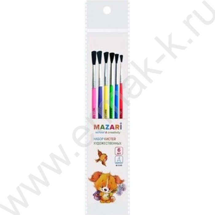 Кисть набор  6шт /нейлони №1,№2,№3,№4,,№5,№6/ европодвес | Фото 2