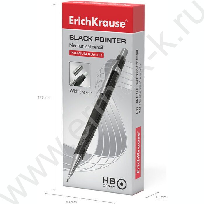 Карандаш механический 0,5мм Black Pointer /ластик черный | Фото 5