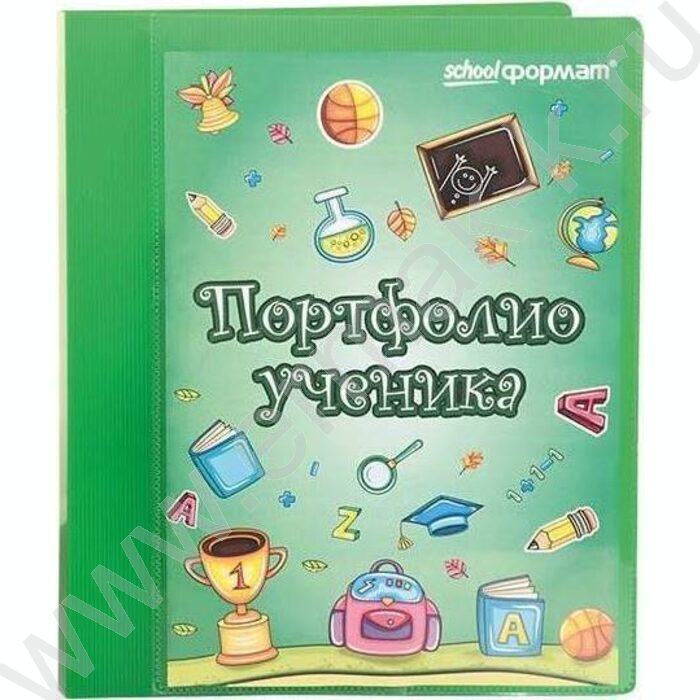 Портфолио школьника /2кольца,20файлов/ зеленый | Фото 1