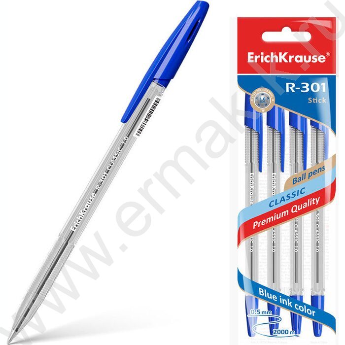 Ручка шар /набор  4шт/ R-301 Stick Classic синяя | Фото 2