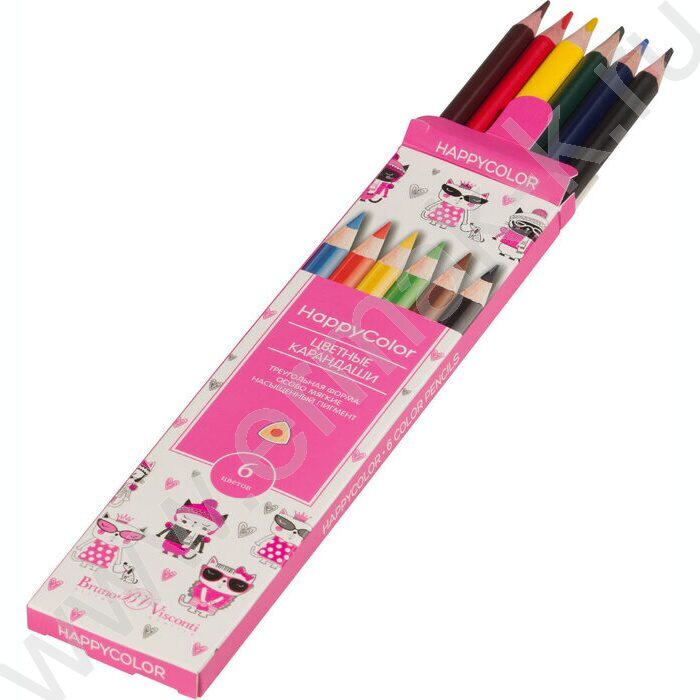 Карандаши   6цв Happycolor 6видов | Фото 6