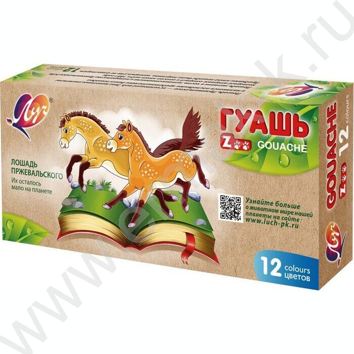 Гуашь  12цв 15мл "ZOO" /(блок-тара), карт.кор. | Фото 1