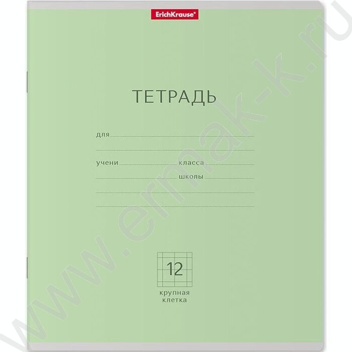 Тетрадь  12л клетка крупная "Классика" зеленый | Фото 1