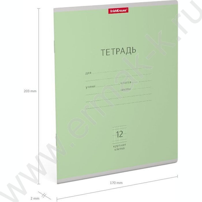 Тетрадь  12л клетка крупная "Классика" зеленый | Фото 4