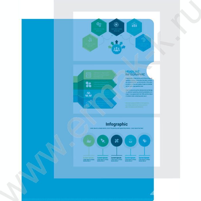 Папка уголок А4 Economy синий тисненый 0,10мм | Фото 4