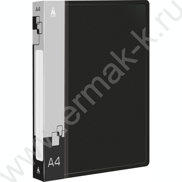 Папка 4 кольца 18мм черная 0,7мм карман внутренний и торцевой | Фото 1