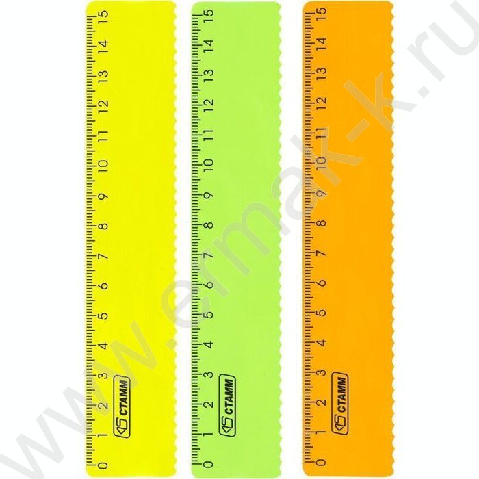 Линейка пл 15см с волнистым краем /прозрачная, неоновые цвета, ассорти | Фото 2