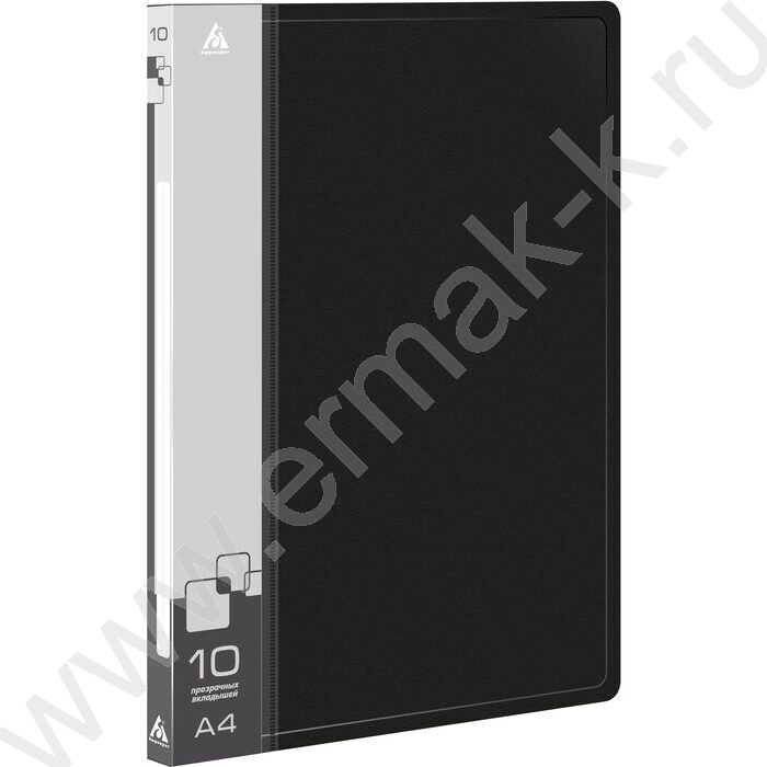 Папка  10 файлов черная 0,6мм карман торцевой с бумажной вставкой | Фото 1