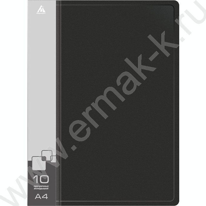 Папка  10 файлов черная 0,6мм карман торцевой с бумажной вставкой | Фото 2