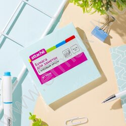 Бумага д/записей  76*76мм /100л, 62г/м², голубая с липким краем | Фото 4