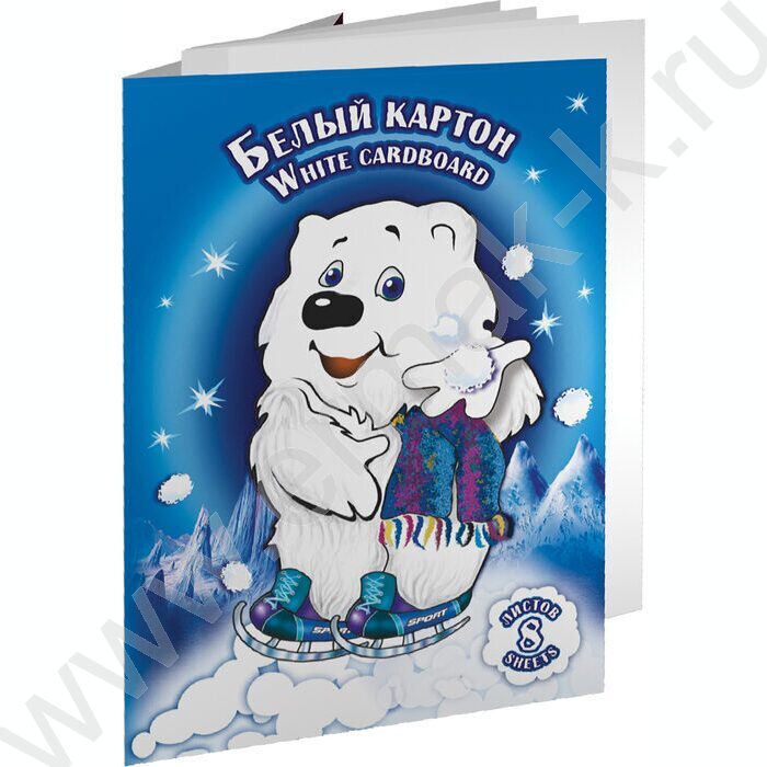 Картон белый А4  8л "Мишка" | Фото 1