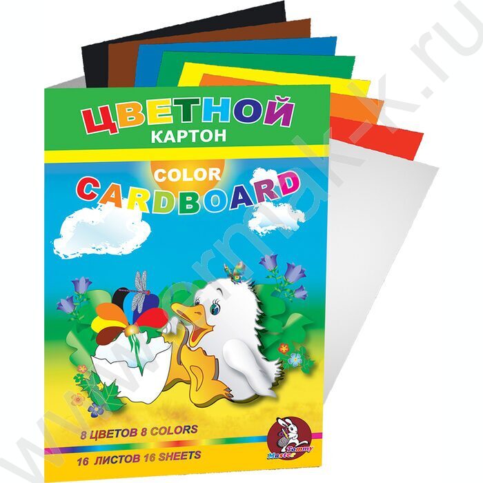 Картон цв. А4 16л/ 8цв Утенок | Фото 1