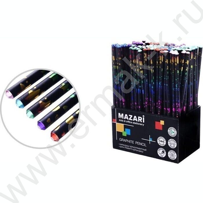 Карандаш пластиковый  HB GALATEA круглый со стразом в дисплее | Фото 2