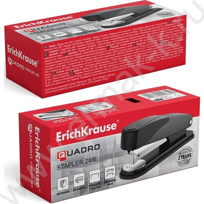Степлер №24/6  30л метал Quadro half-strip /2режима скрепления/ чёрный | Фото 2