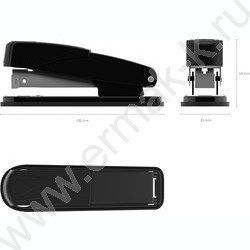 Степлер №24/6  30л метал Quadro half-strip /2режима скрепления/ чёрный | Фото 3