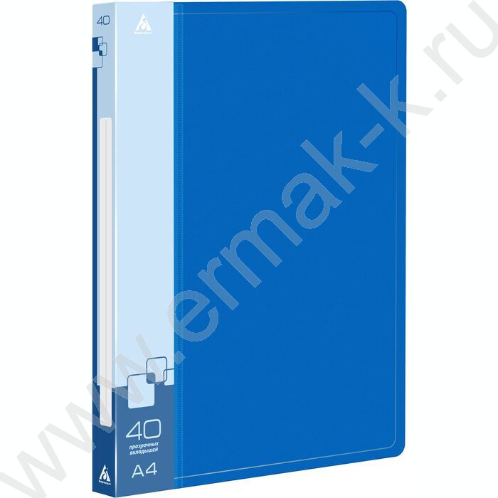 Папка  40 файлов синяя 0,65мм карман торцевой с бумажной вставкой | Фото 2