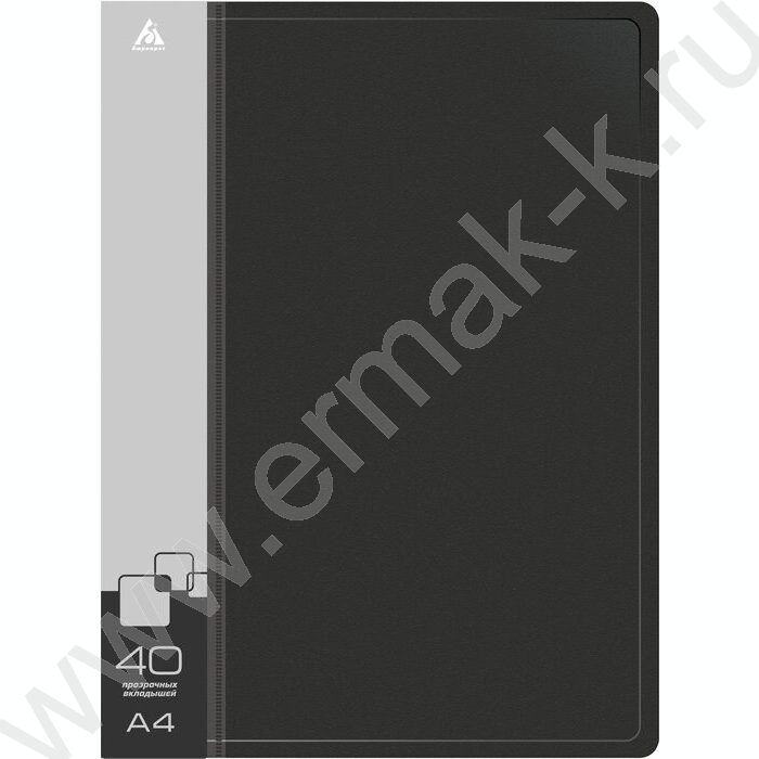 Папка  40 файлов черная 0,65мм карман торцевой с бумажной вставкой | Фото 2