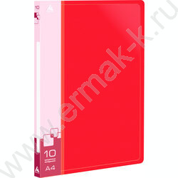 Папка  10 файлов красная 0,6мм карман торцевой с бумажной вставкой | Фото 1